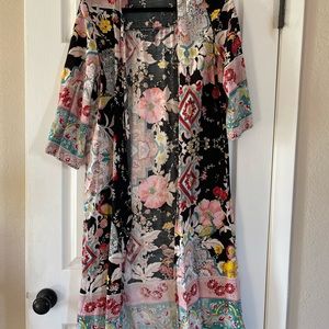 Love Fire Black Floral Kimono